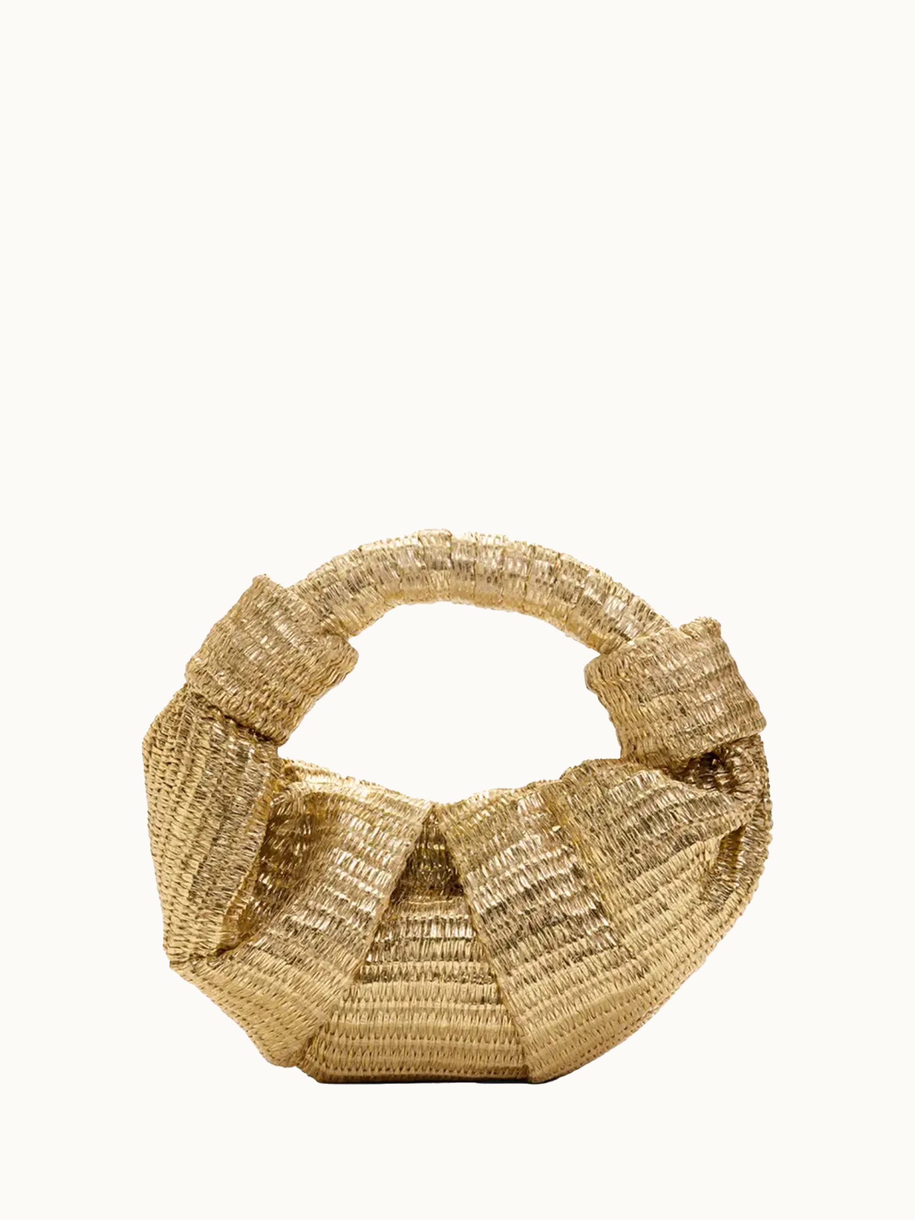 【SIMONMILLER】Raffia Lopsy Bag SIMONMILLER Metallic Raffia Lopsy Bag in Gold & Natural