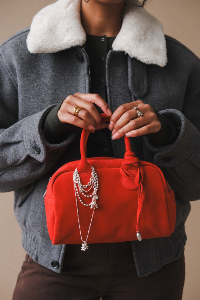 トートバッグ [Margesherwood] / SOFT BOWLING BAG / red suede Margesherwood] / SOFT BOWLING BAG / red suede (MARGE