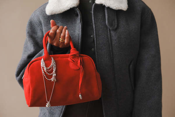 トートバッグ [Margesherwood] / SOFT BOWLING BAG / red suede Margesherwood] / SOFT BOWLING BAG / red suede (MARGE