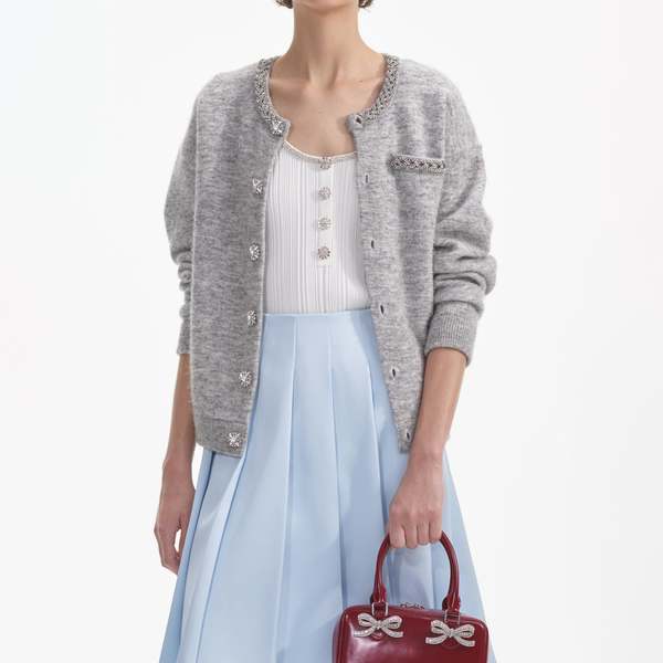 Self-Portrait Cardigan - Grey Melange | Garmentory