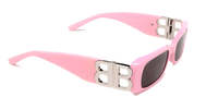 Balenciaga Dynasty Rectangle Sunglasses - Pink - Thumbnail 3