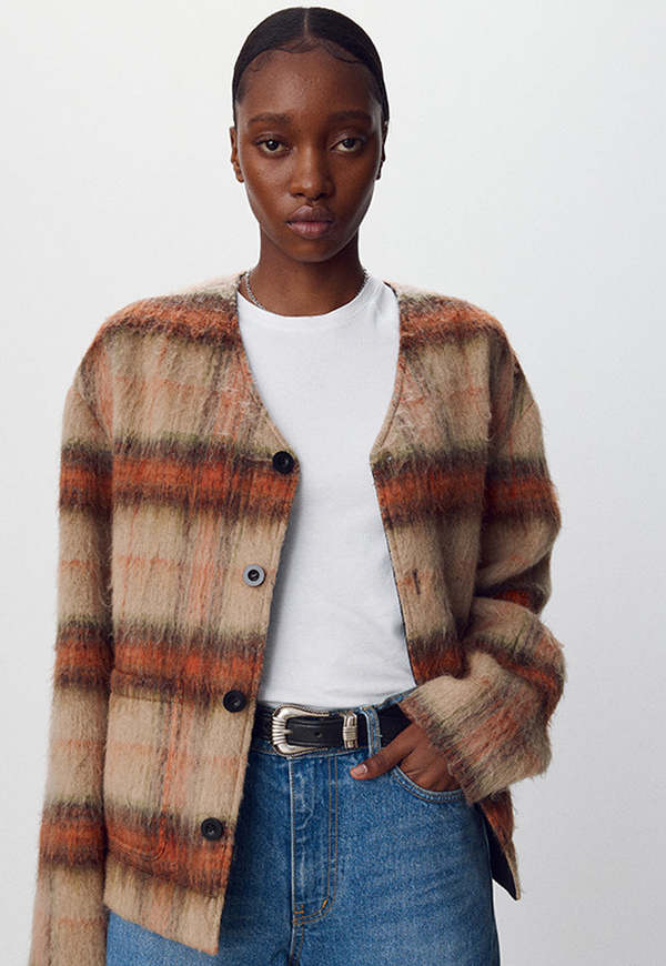 Tonywack Check Wool Mohair Blouson - Beige/Rust | Garmentory