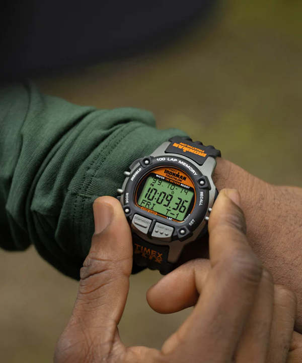 Timex Ironman Flix 100 Lap 42mm PU Strap Watch - Black/Black
