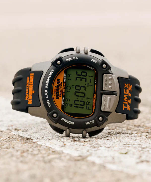 Timex Ironman Flix 100 Lap 42mm PU Strap Watch - Black/Black