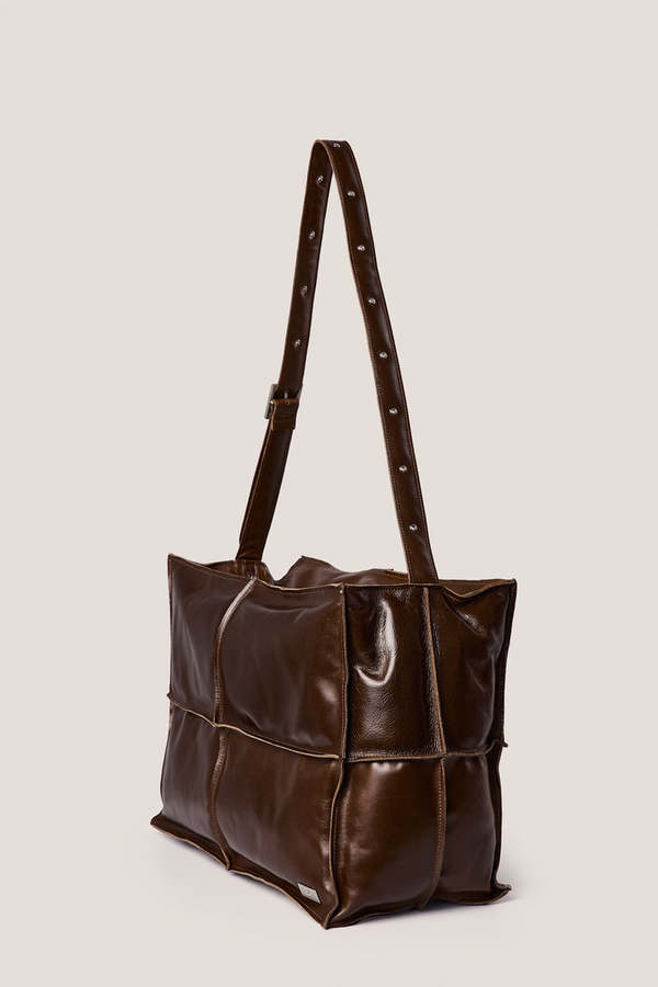 MM6 Maison Margiela Numeric Weekender Leather Bag - Brown | Garmentory