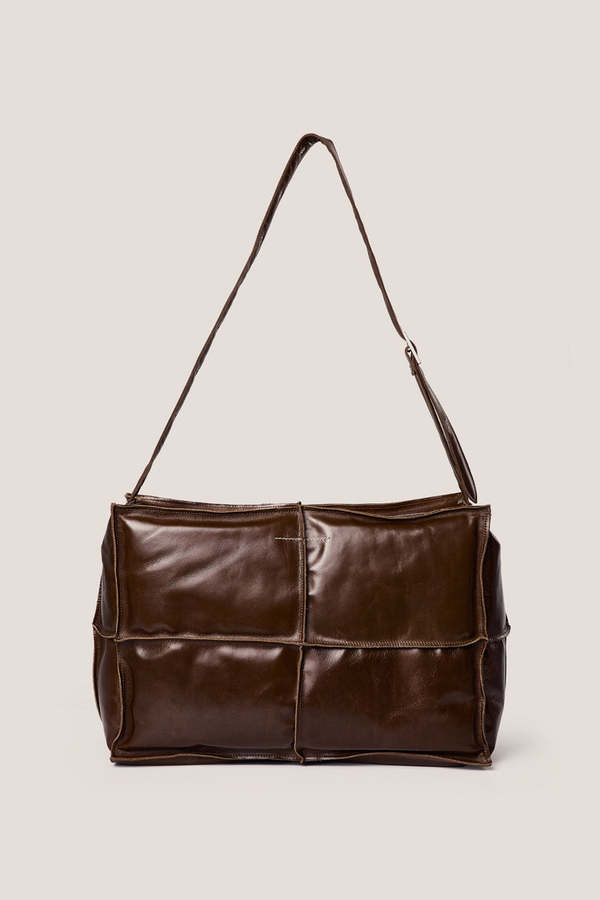 MM6 Maison Margiela ブラウンレザートートバッグ MM6 Maison Margiela Classic Japanese Tote Bag | Brown | FARFETCH