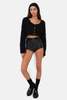 For Love & Lemons June Cropped Sweater - Black - Thumbnail 3