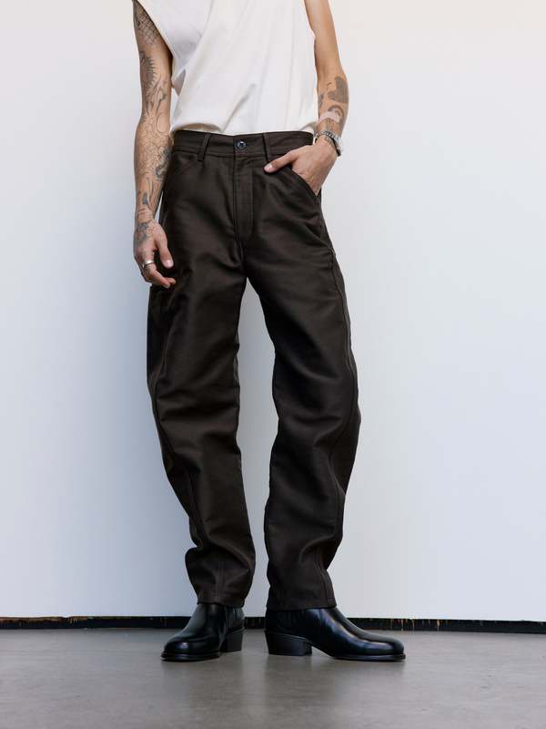 Lemaire Heavy Cotton Satin Twisted Workwear Pants - Dark Brown
