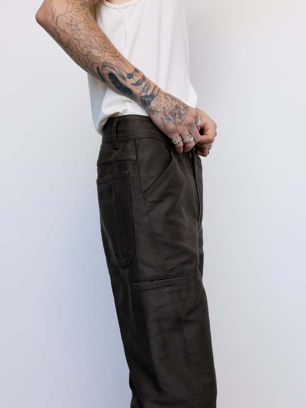 Lemaire Heavy Cotton Satin Twisted Workwear Pants - Dark Brown