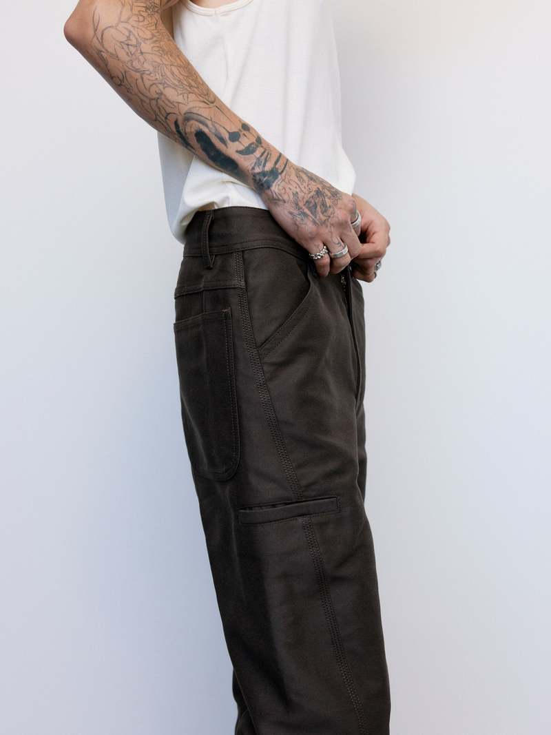 Lemaire Heavy Cotton Satin Twisted Workwear Pants - Dark