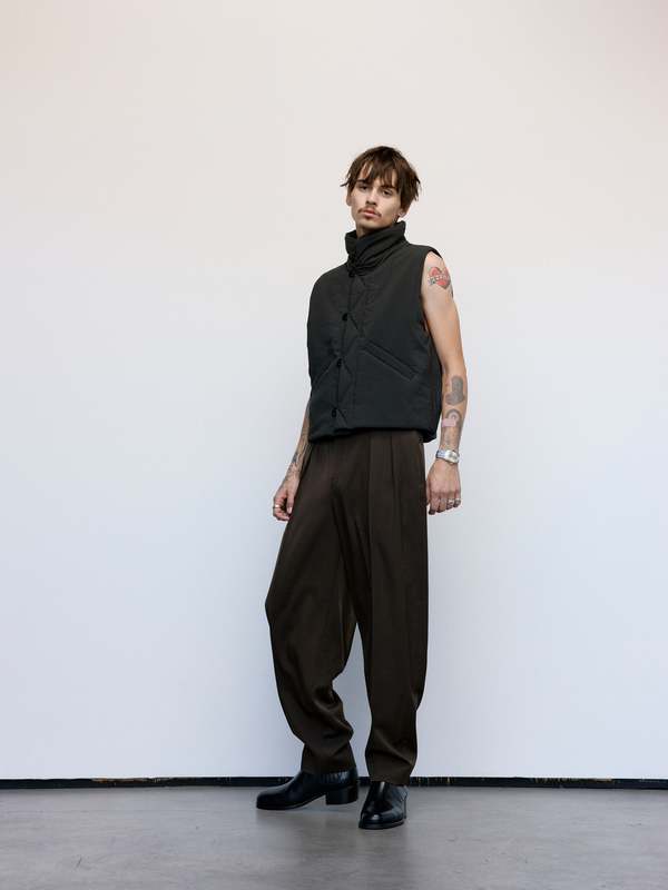 Lemaire Dark Espresso Wadded Gilet - BLACK | Garmentory