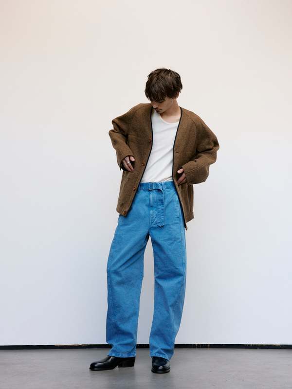 Lemaire Twisted Belted Pants - Denim Snow Blue | Garmentory
