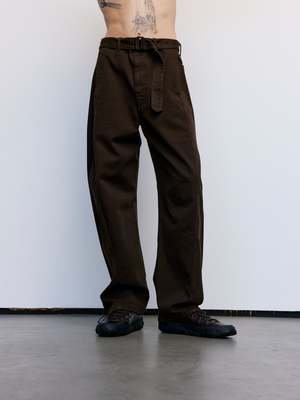 Lemaire Cotton Twisted Belted Pants - Espresso | Garmentory