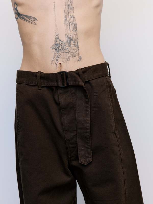 Lemaire Cotton Twisted Belted Pants - Espresso | Garmentory