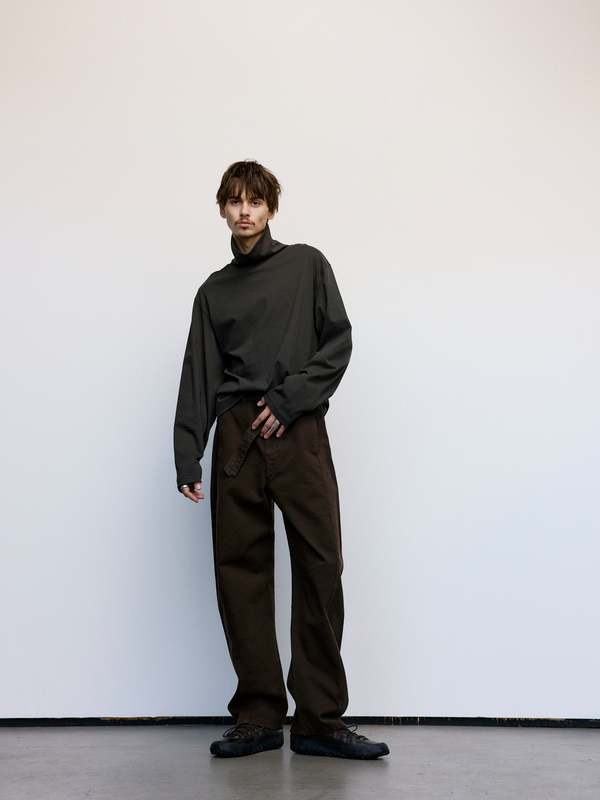 Lemaire Cotton Twisted Belted Pants - Espresso | Garmentory