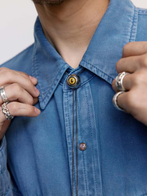 Lemaire Cat Eye Rattle Bolo Tie - Golden Yellow | Garmentory
