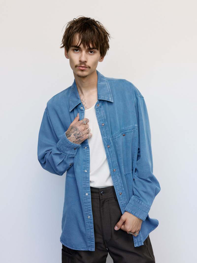 lemaireデニムシャツ44 denim shirts Lemaire Denim Shirt With Snaps - Snow Blue | Garmentory