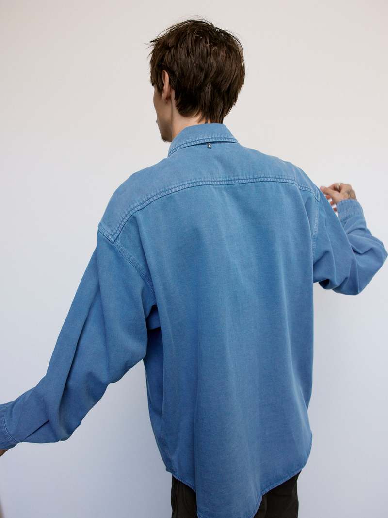 Lemaire Denim Shirt With Snaps - Snow Blue | Garmentory