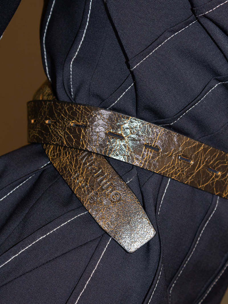 Martine Rose Bondage Belt - Black/Yellow Crackling | Garmentory