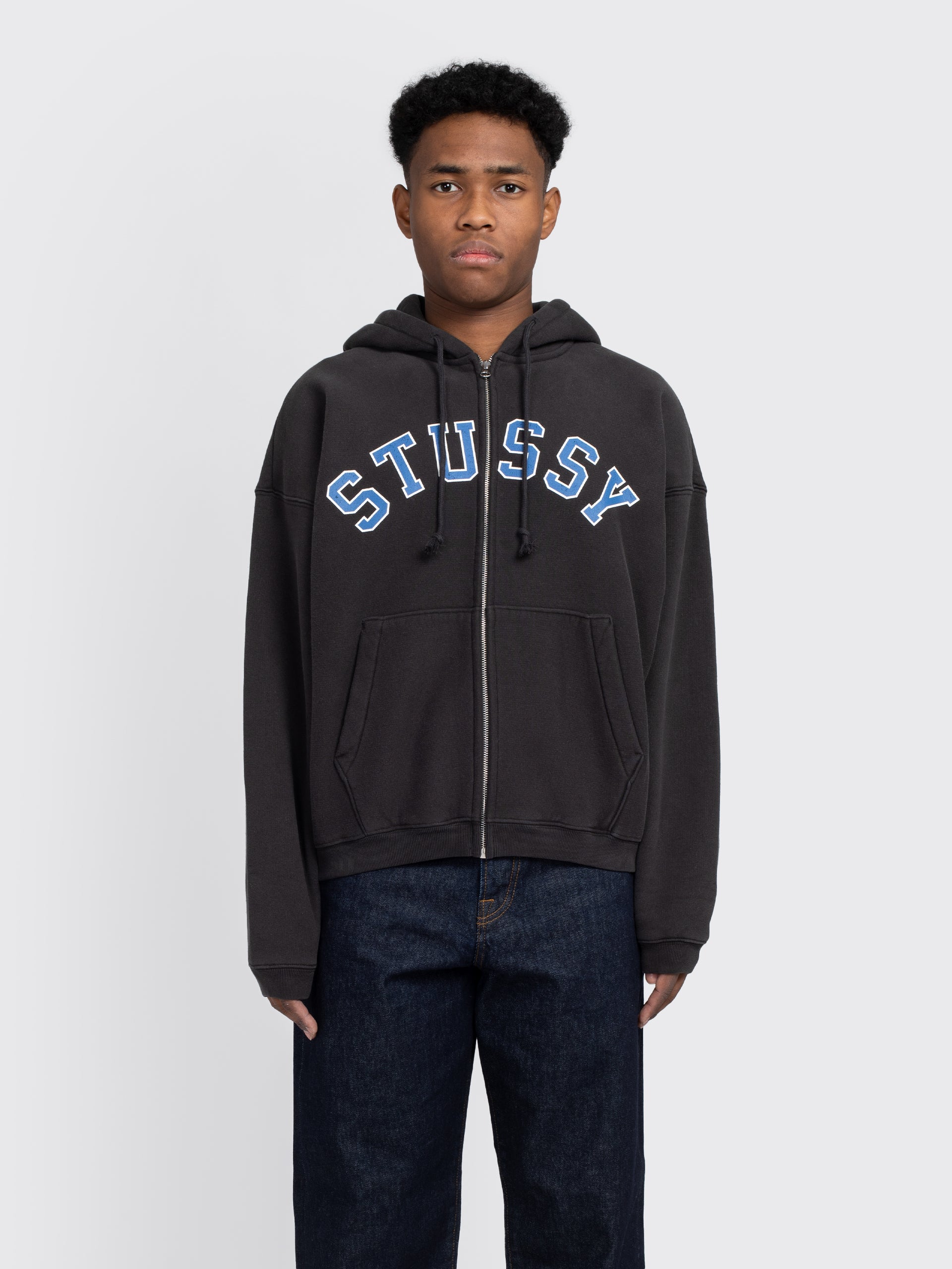 【Stussy】Raglan Zip Hoodie - Washed Black Men's Relaxed Zip Hoodie Washed Black – Slam Jam®