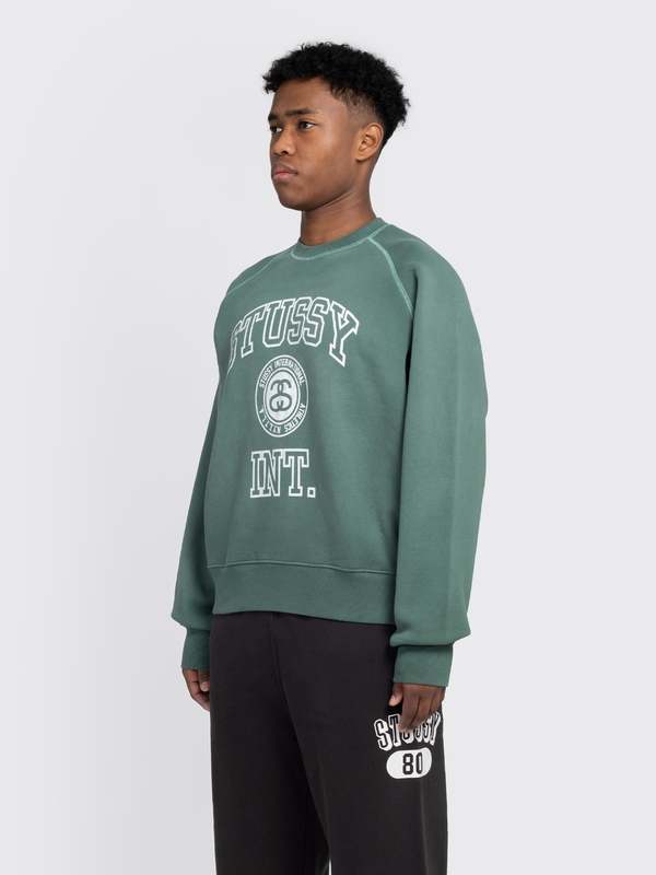 Stussy Overlock Varsity Raglan Crew - Pine | Garmentory