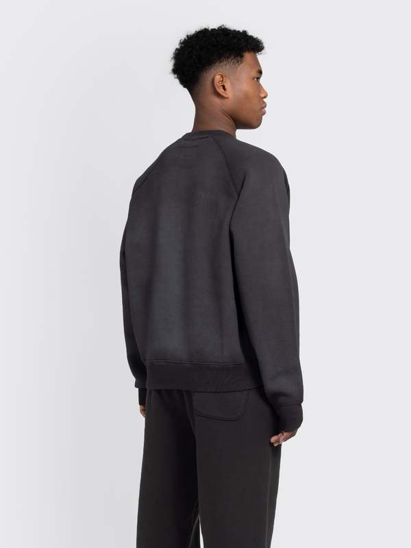 Stussy Overlock Varsity Raglan Crew - Washed Black | Garmentory