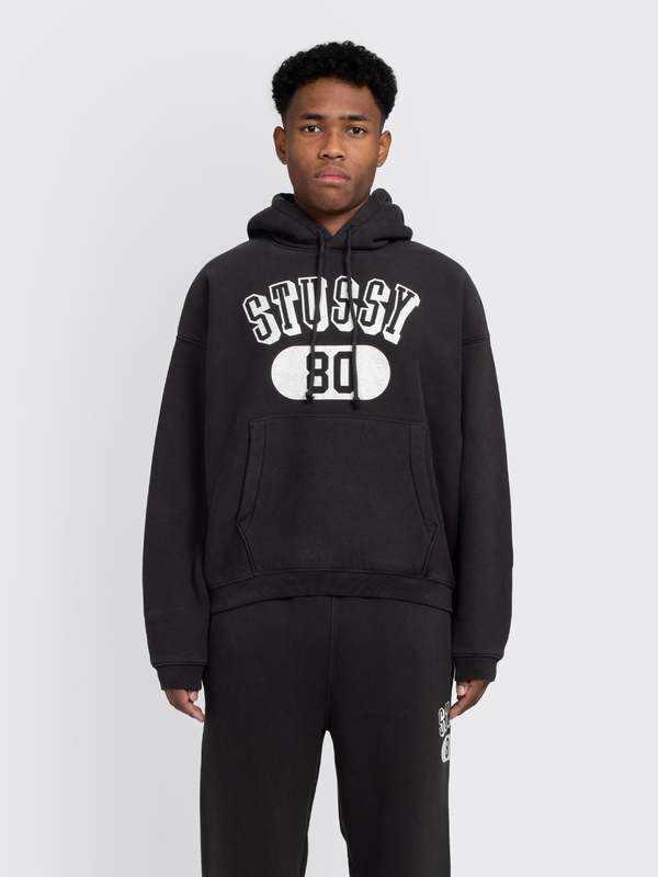 【STUSSY】Men's 80 Relaxed Hood 80 Relaxed Hoodie – Washed Black | Hoodies | Stüssy