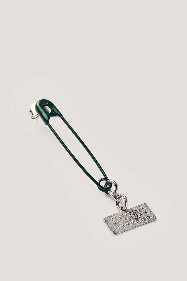 MM6 Maison Margiela Safety Pin Brass Earrings - Green