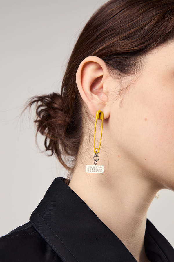 MM6 Maison Margiela Safety Pin Brass Earrings - Yellow
