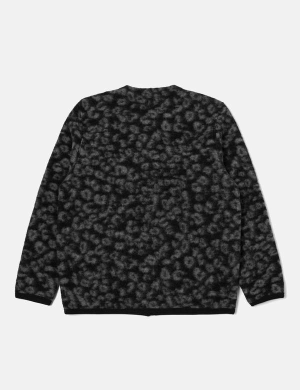 Universal Works Fleece Cardigan - Leopard Black/Charcoal | Garmentory