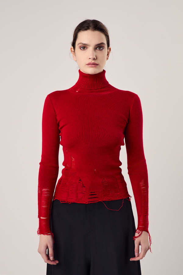 Maison Margielaニットmade in Italy レッド Maison Margiela】メゾンマルジェラ モヘア混チルデンニット