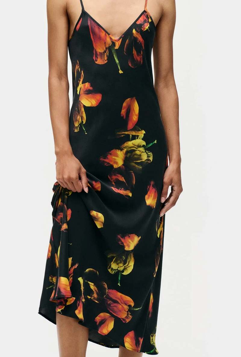 Silk Laundry 90s Slip Dress - Tulipa Black