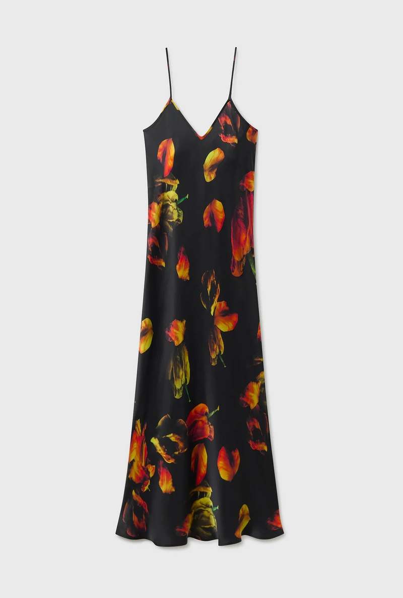 Silk Laundry 90s Slip Dress - Tulipa Black