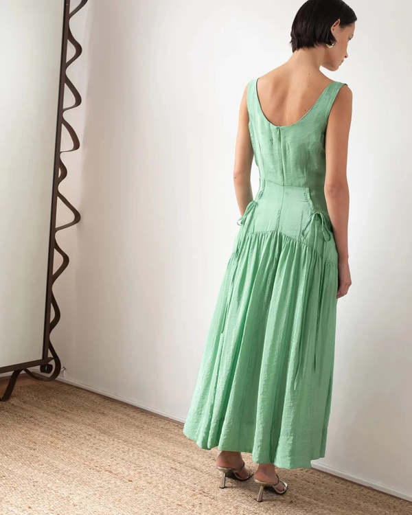 green emerald velvet dress Erica Dress Viscose Blend Jade  REJINA PYO