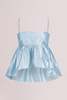 baaby Gathered Silk Babydoll Top - Baby Blue - Thumbnail 4