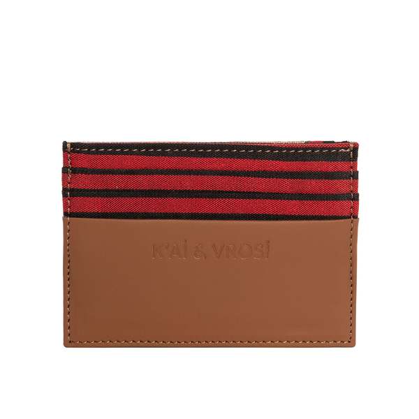 K'ai & Vrosi Leather Canvas Cardholder - Tobacco