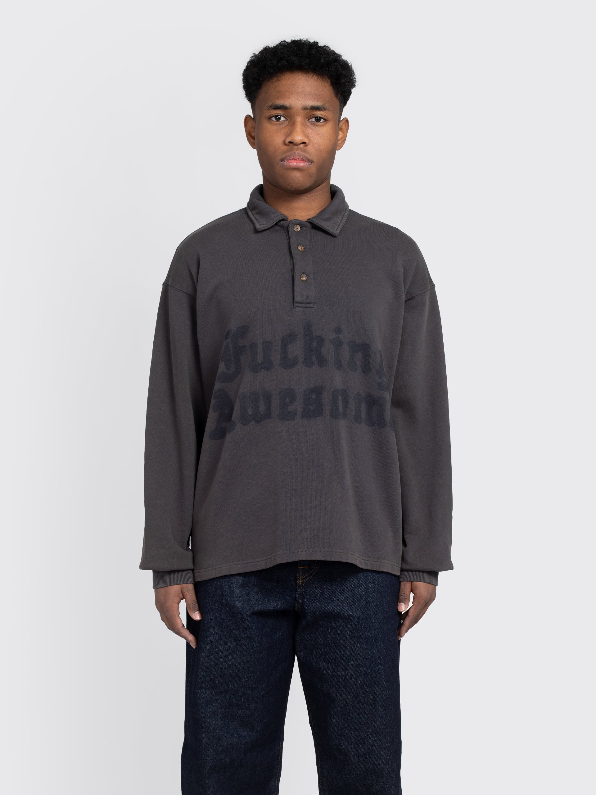 Fucking Awesome Blackletter Rugby - Dark Grey | Garmentory