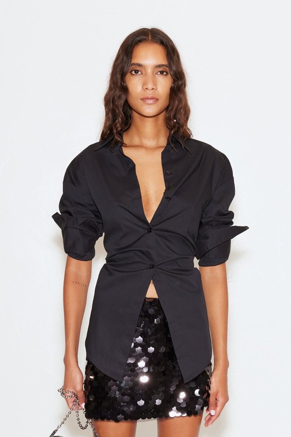 Simon Miller Loch Poplin Button Up - Black