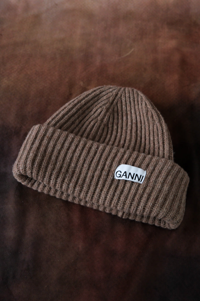 Ganni Structured Rib Beanie - Tigers Eye | Garmentory