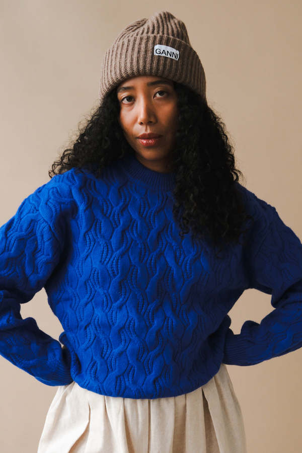 Ganni Structured Rib Beanie - Tigers Eye | Garmentory