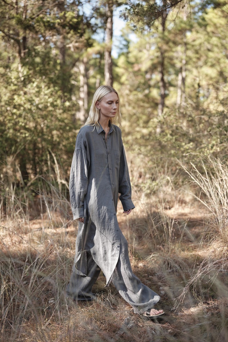 Mamene Florence Linen Shirt Dress - Agave