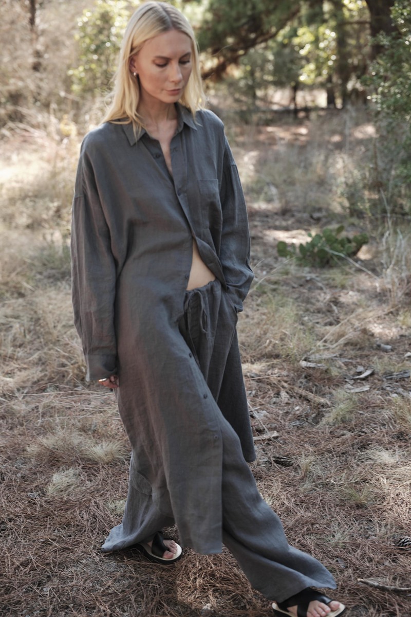 Mamene Florence Linen Shirt Dress - Agave