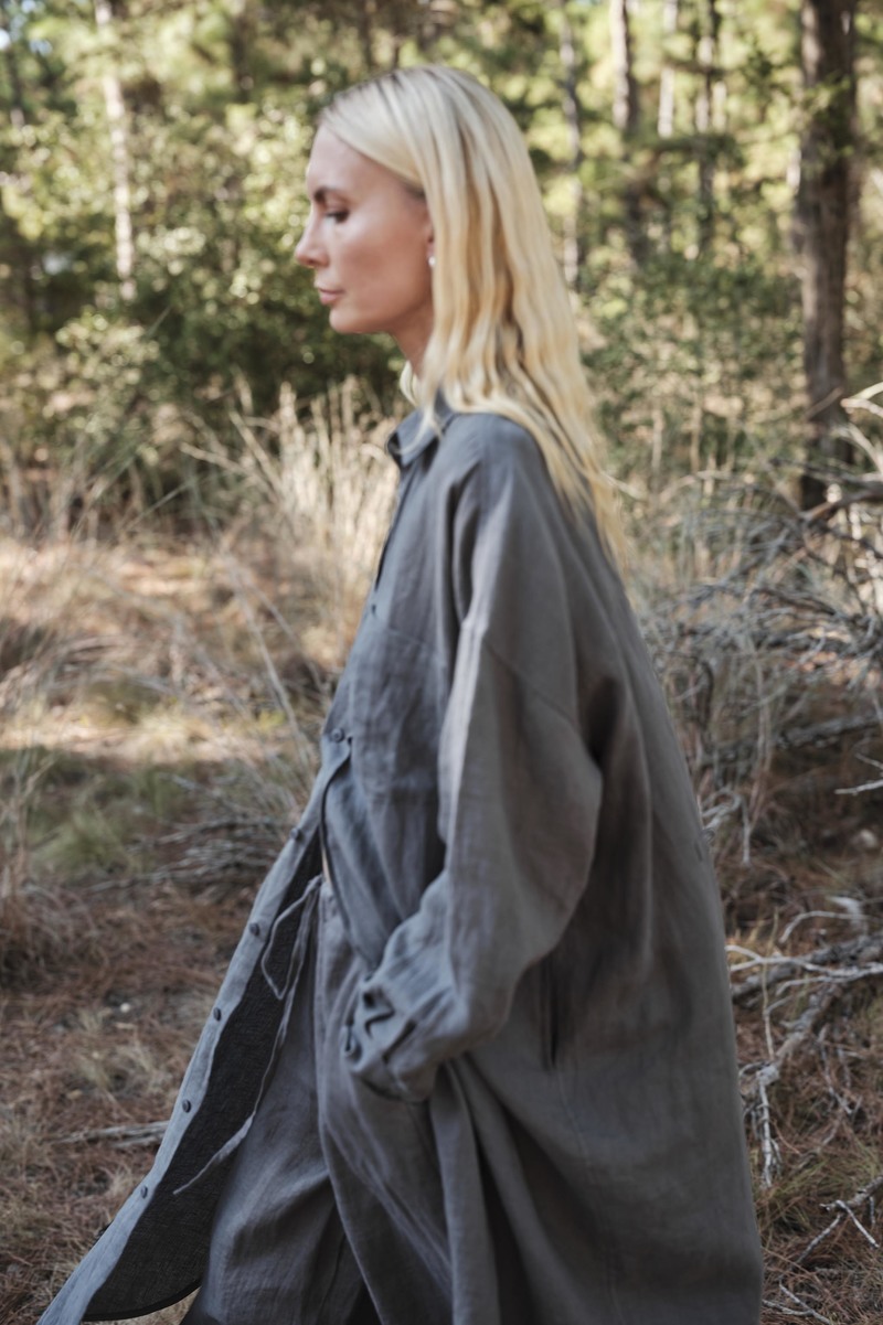 Mamene Florence Linen Shirt Dress - Agave