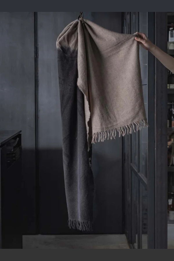 Uma Wang Wool Blend Scarf - Black/Tan