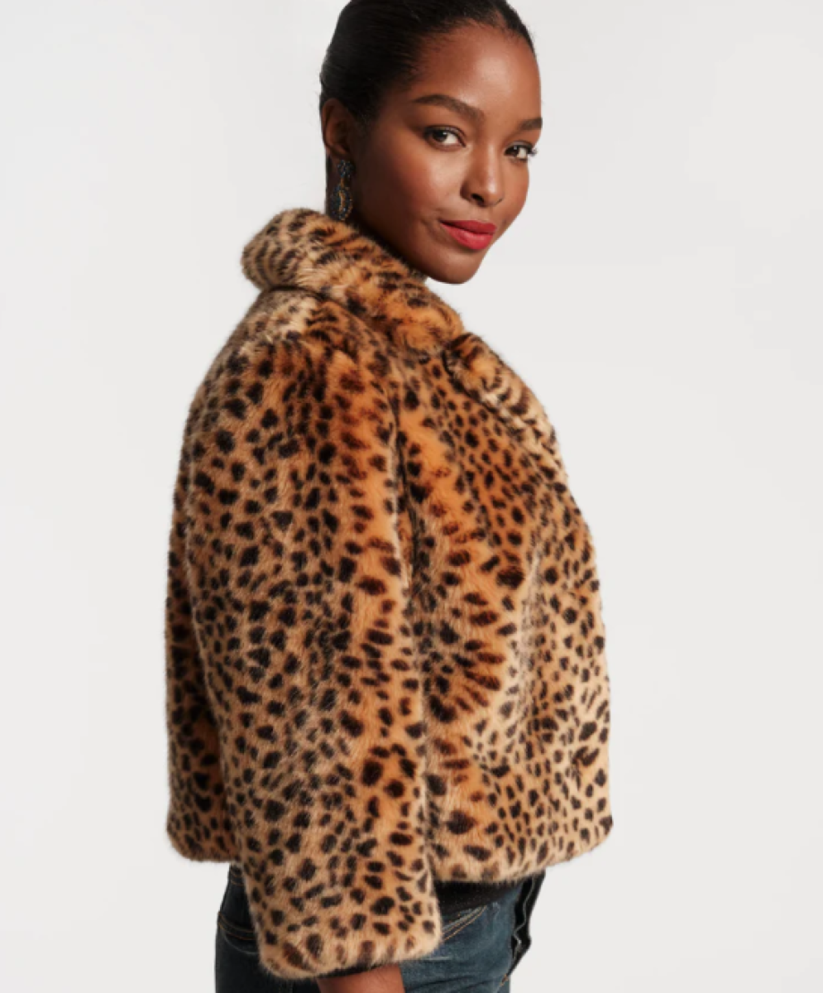 Frances Valentine Erika Leopard Faux Fur Jacket - Yellow/Brown