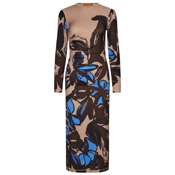 stine goya voluminous gathered midi dress Stine Goya Long Sleeve Voluminous Dress Ditzy Petunia