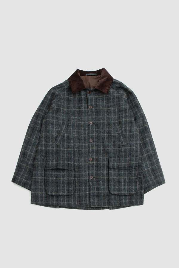 De Bonne Facture Harris Tweed Wool Forest Jacket - Grey Windowpane