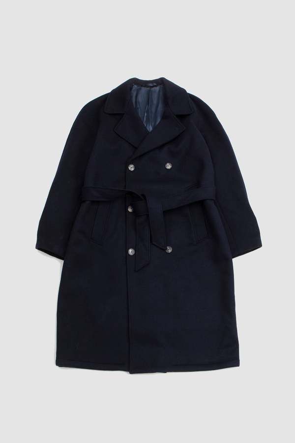 De Bonne Facture Austrian Wool Cloth Grandad Coat - Navy | Garmentory