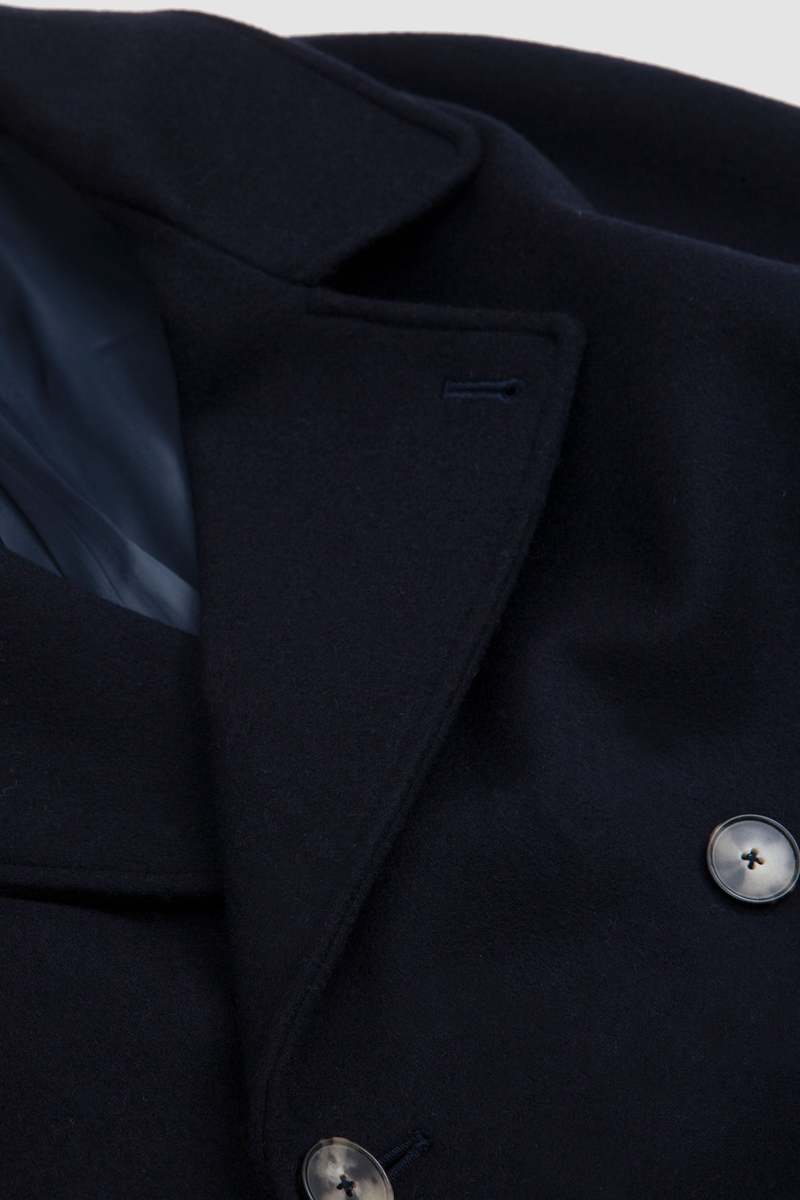 DE BONNE FACTURE コート De Bonne Facture Grandad Coat in charcoal Italian melton