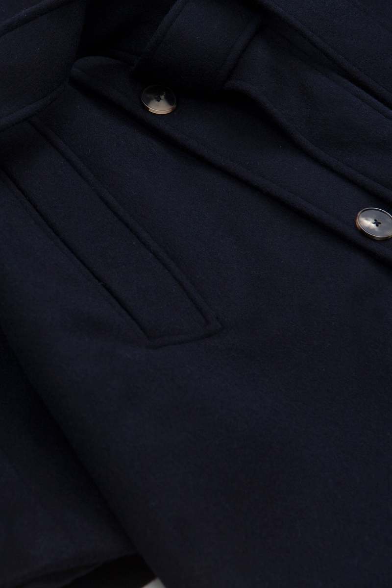 De Bonne Facture Austrian Wool Cloth Grandad Coat - Navy